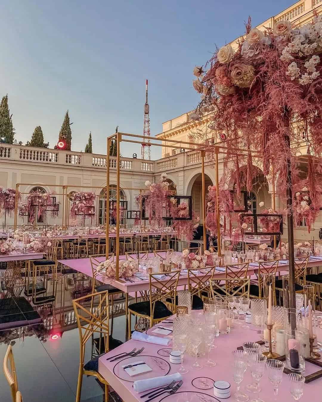 Rose Gold Wedding Reception Decor