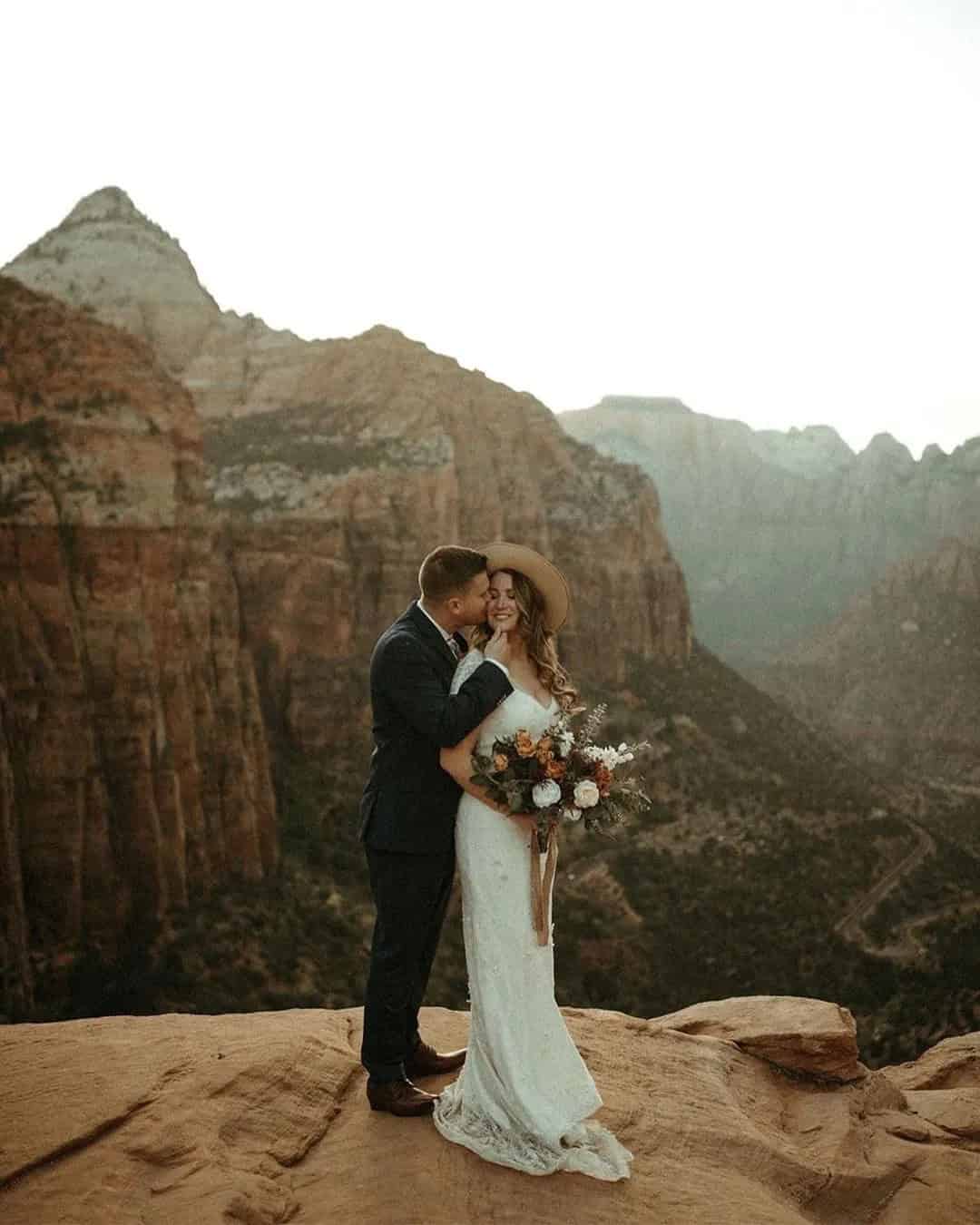 Bride and Groom Cuddling