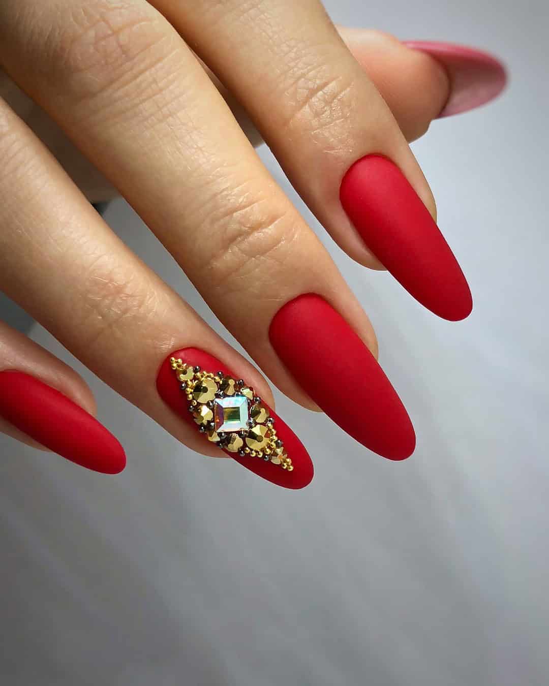 Gold and Red Nails