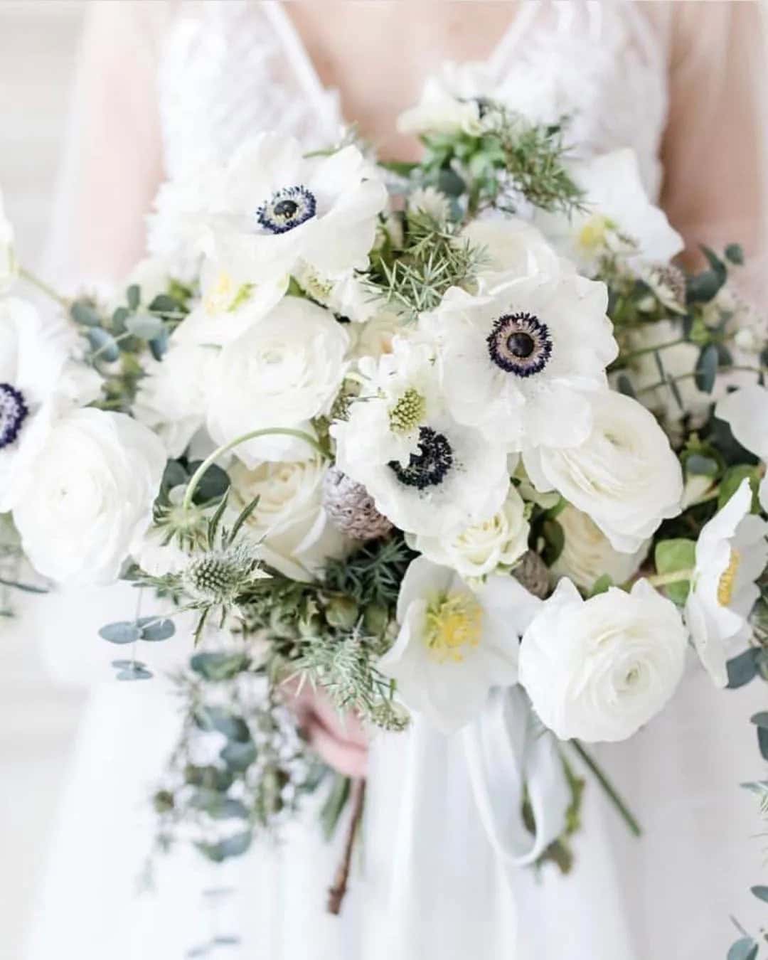 Trendy White and Purple Bouquets