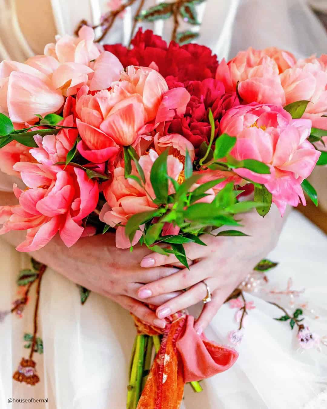 Fresh Spring Wedding Bouquets With Peonies