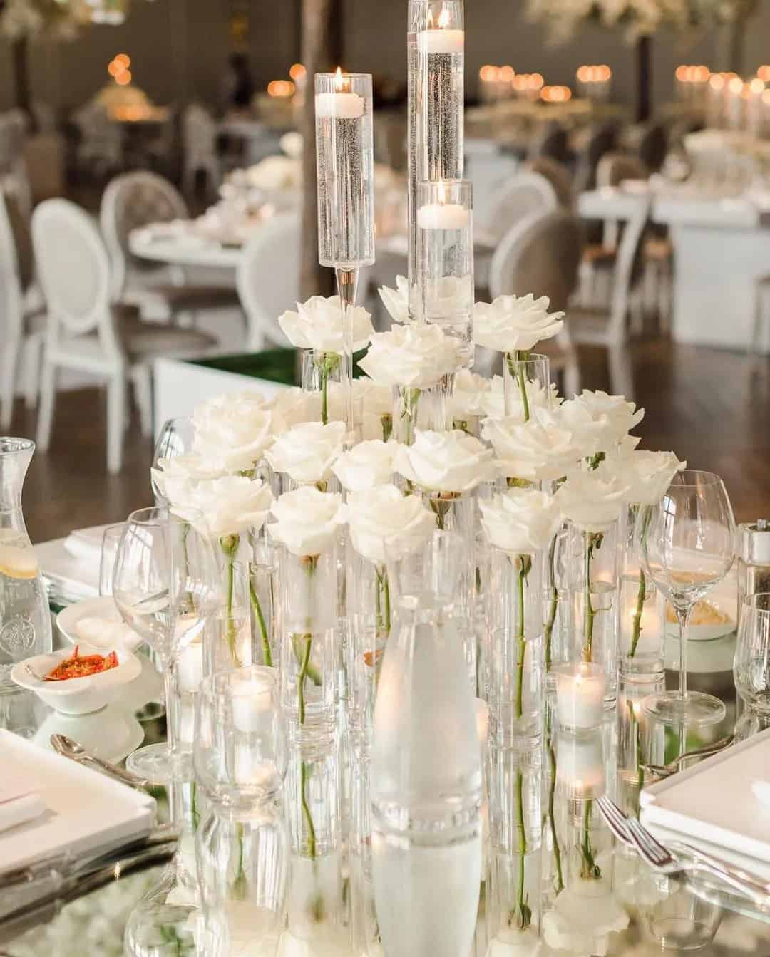 White Wedding Table Décor & Chair Decoration