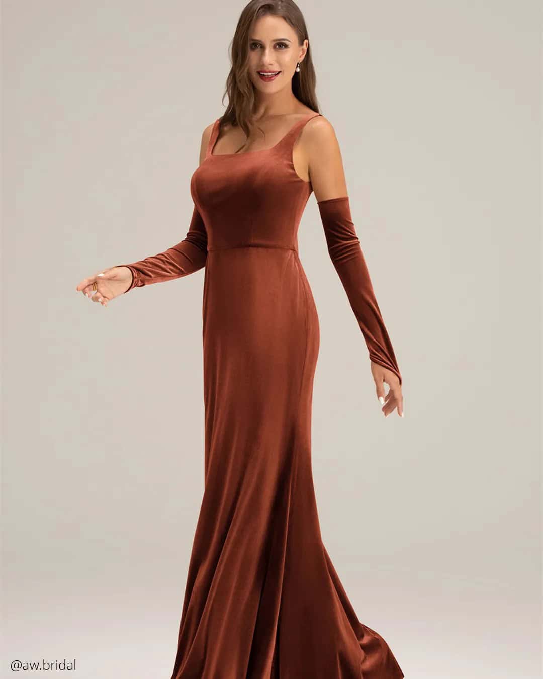 Velvet Burnt Orange Bridesmaid Dresses