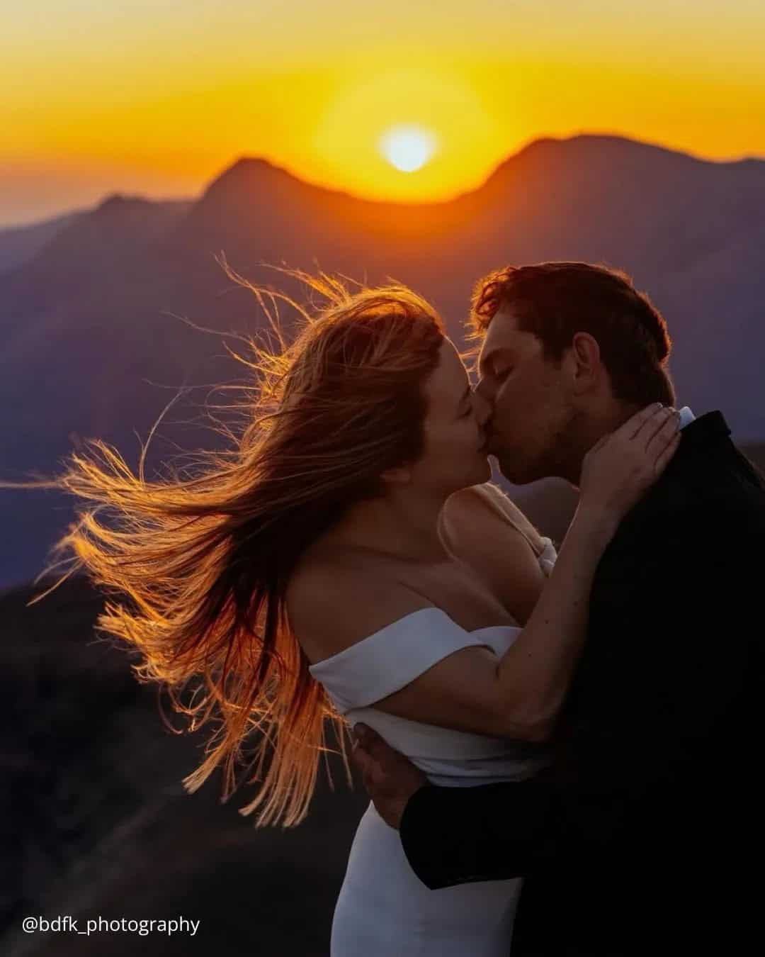 Magic Sunset Wedding Kiss