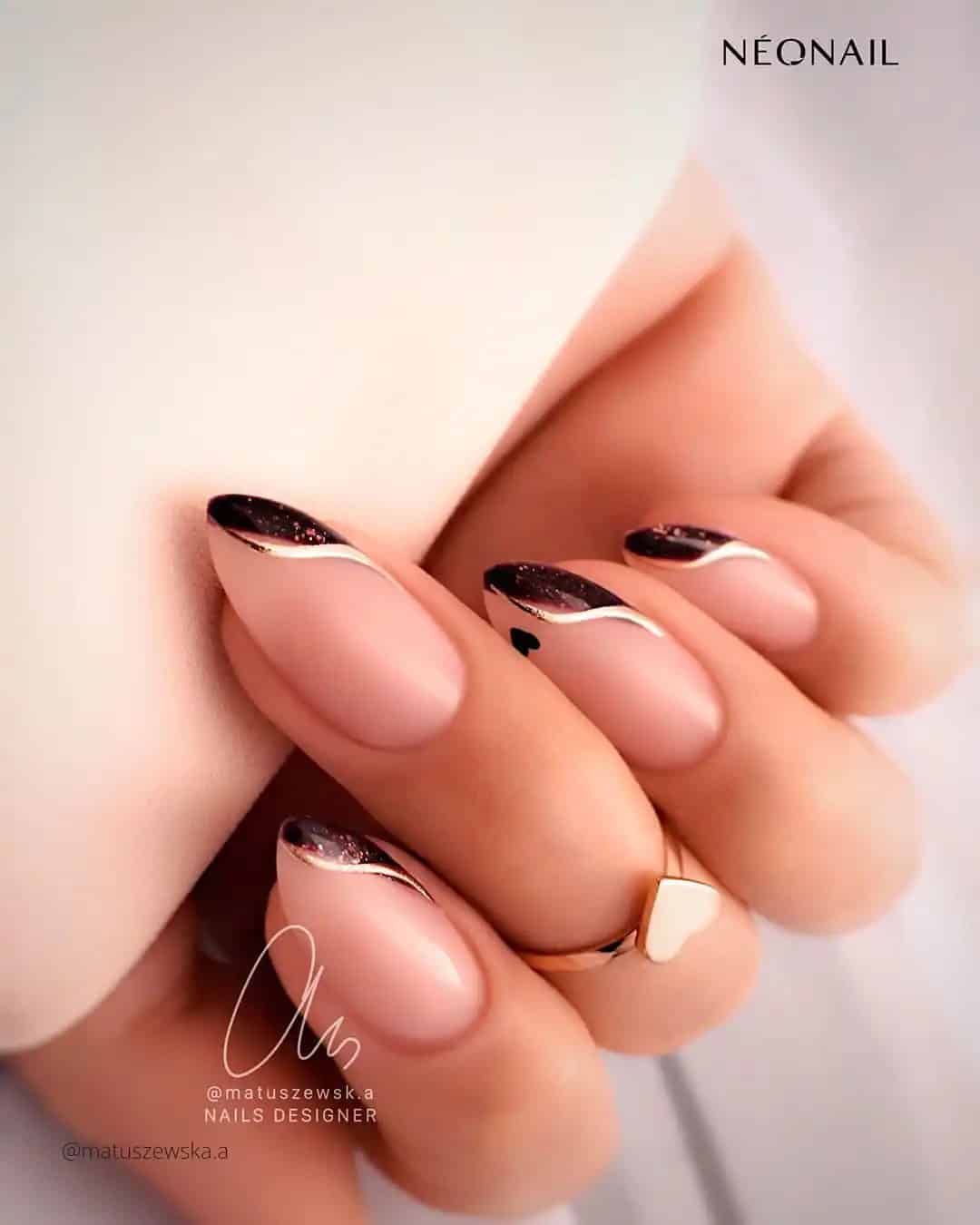 Black And Gold French Tip