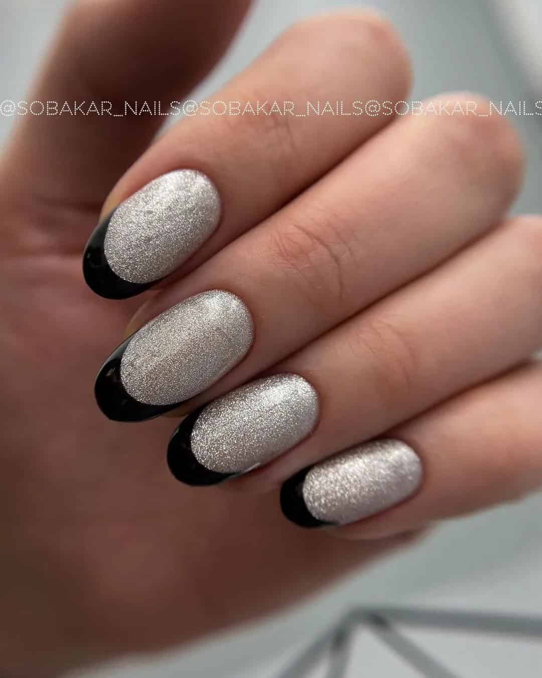 Black And Silver Nails