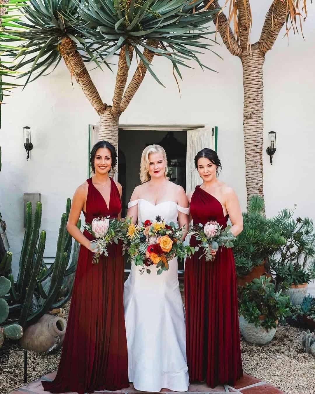 Long Burgundy Bridesmaid Dresses