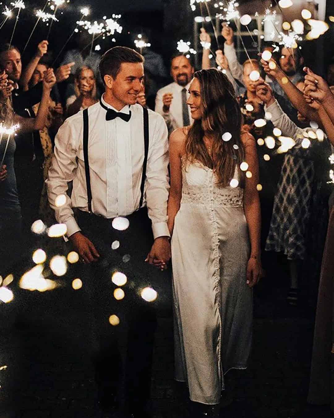 Best Wedding Photos for Getaway with Sparklers