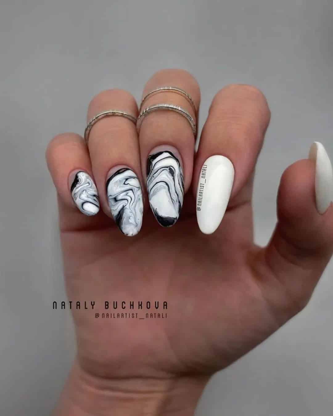 Marble Nails for a Bride