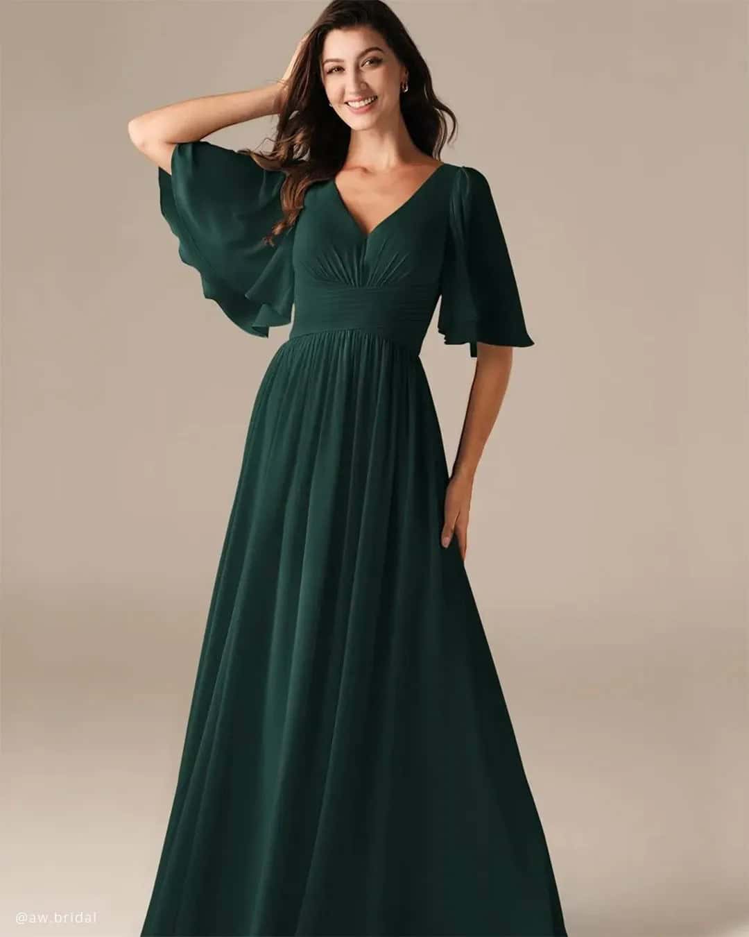 Emerald Green Bridesmaid Dresses With Sleeves