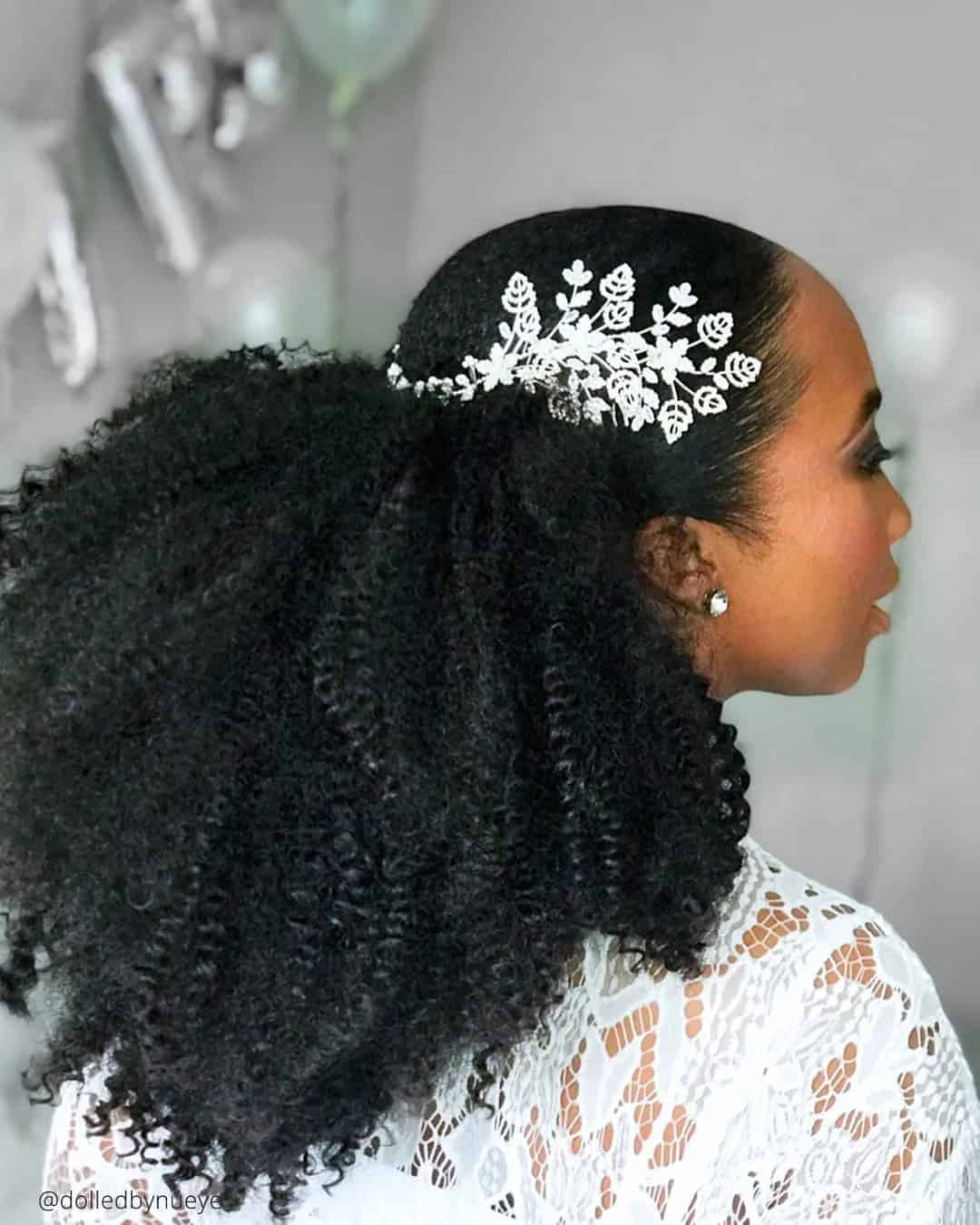 Half Up Half Down Wedding Hairstyles for Black Hair