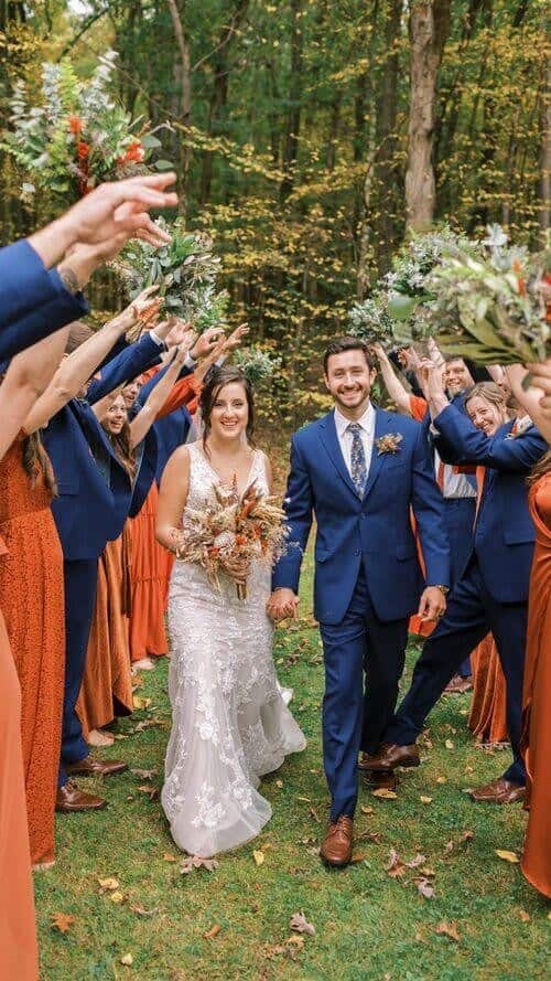 Burnt orange and navy theme