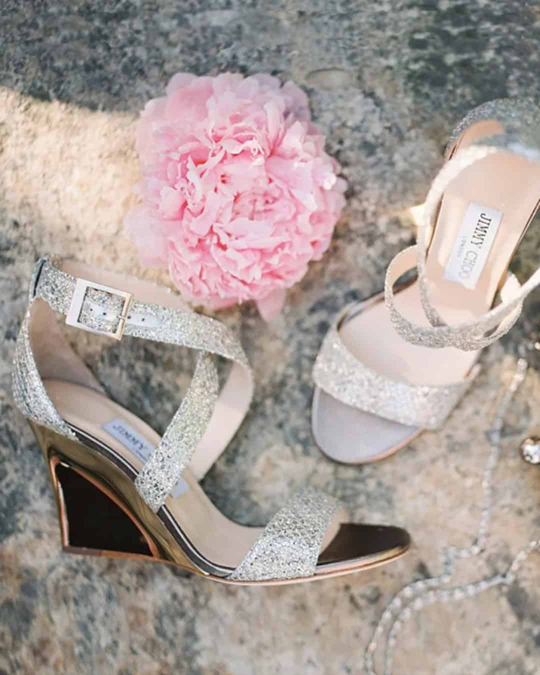 Silver Wedge Wedding Shoes