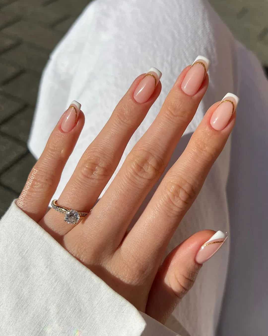 Glittery French Tip Wedding Nails