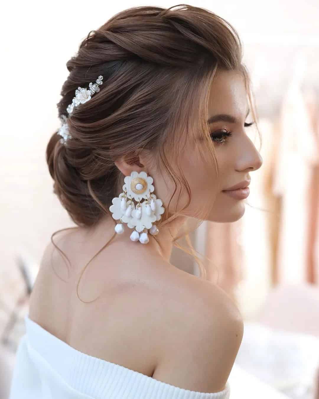 Swept-Back Hairstyles For Glam Brides