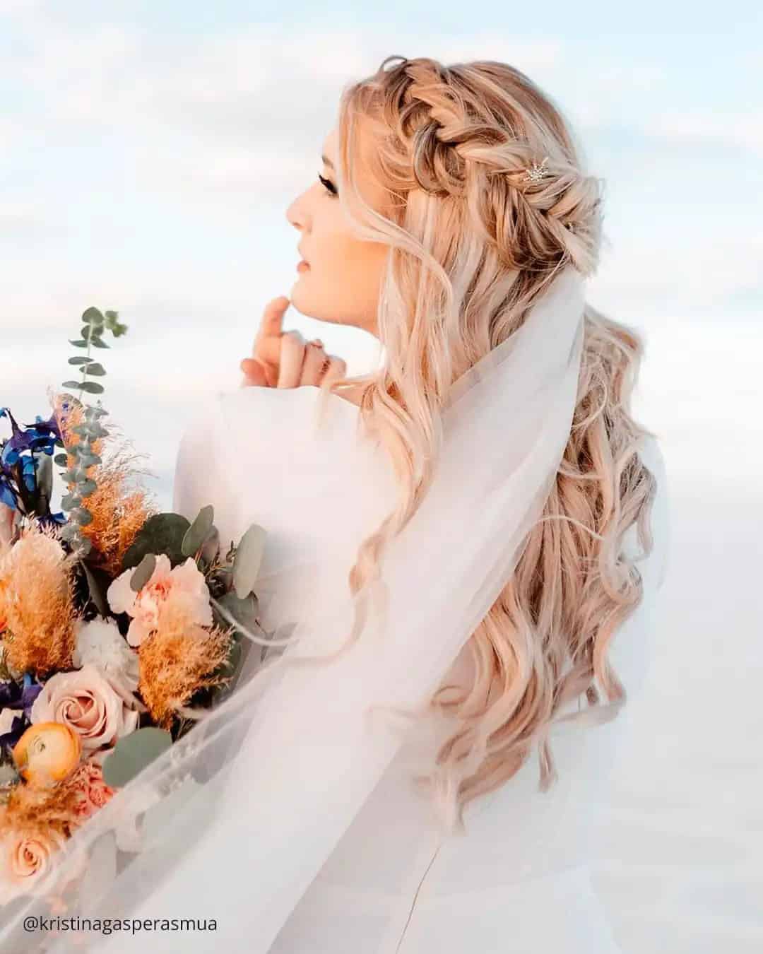 Boho Wedding Hairstyle with Veil