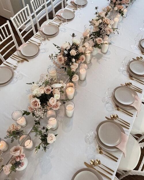 Candles and flower centerpieces