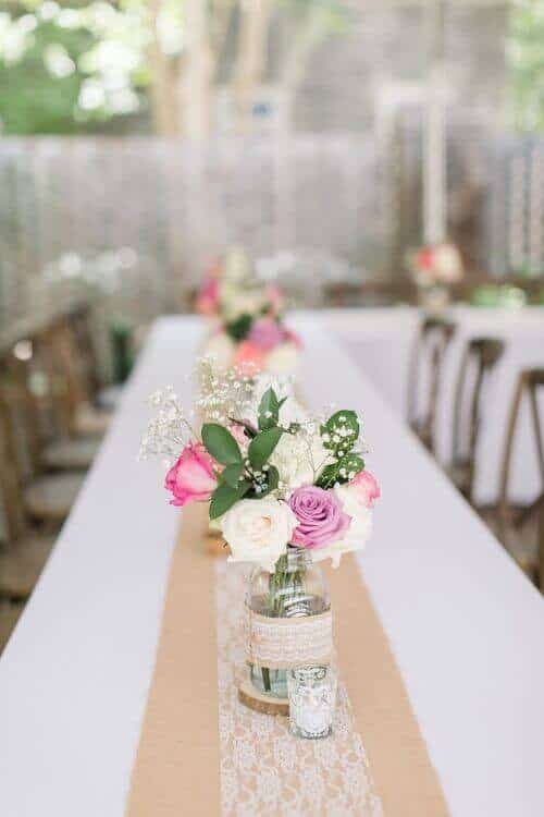 Simple bouquets paired with lace