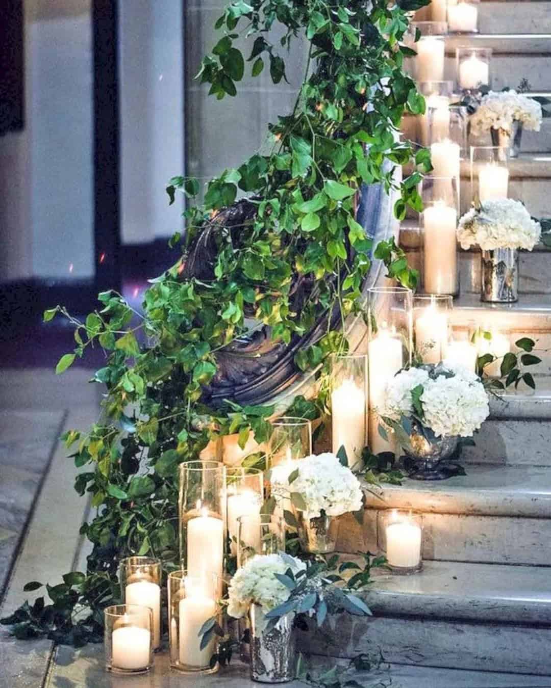 Romantic Greenery Wedding Décor With Candles