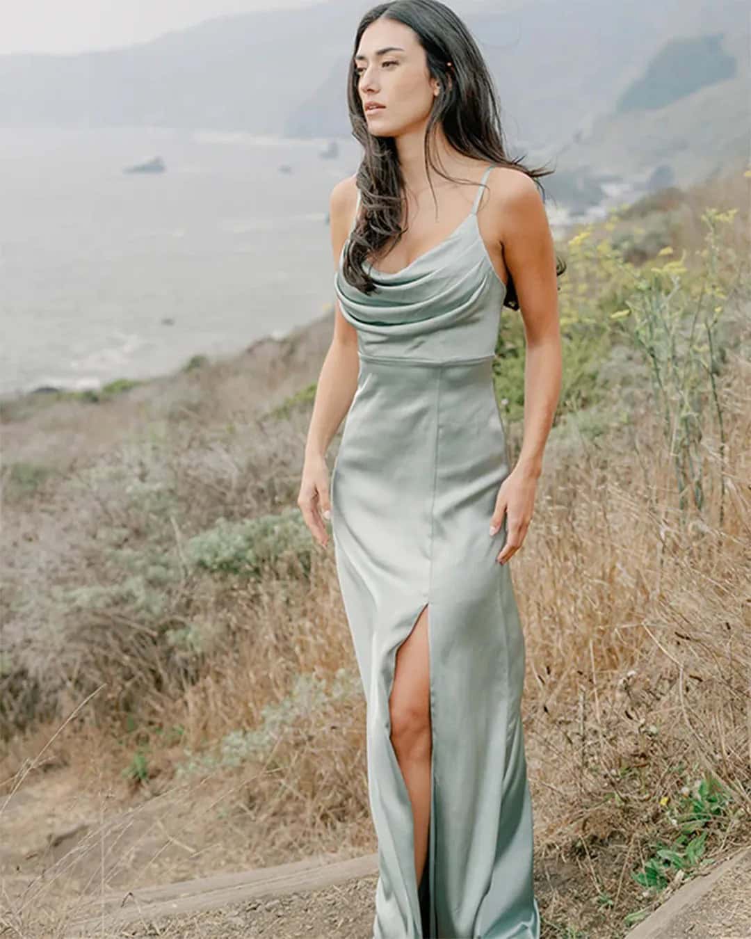 Long Sage Green Bridesmaid Dresses