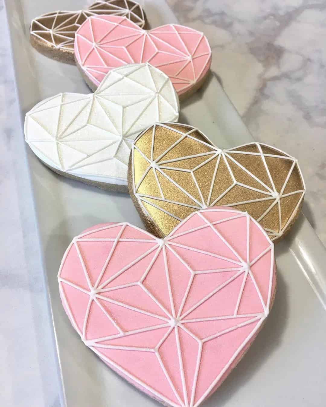 Cute Rose Hearts Cookies