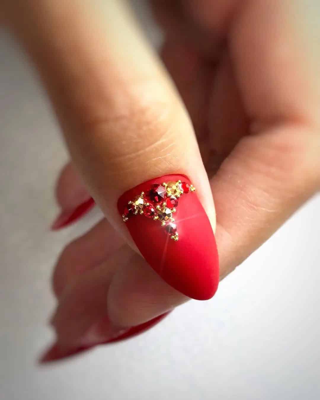 Gold and Red Nails