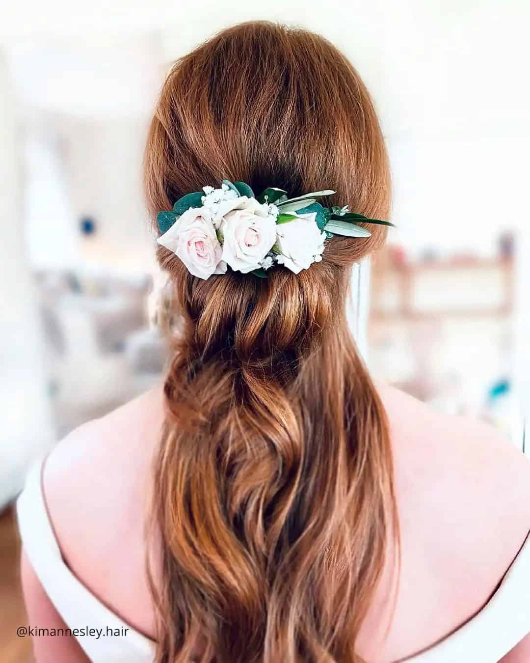 Half Up Half Down Hairstyles With Flowers