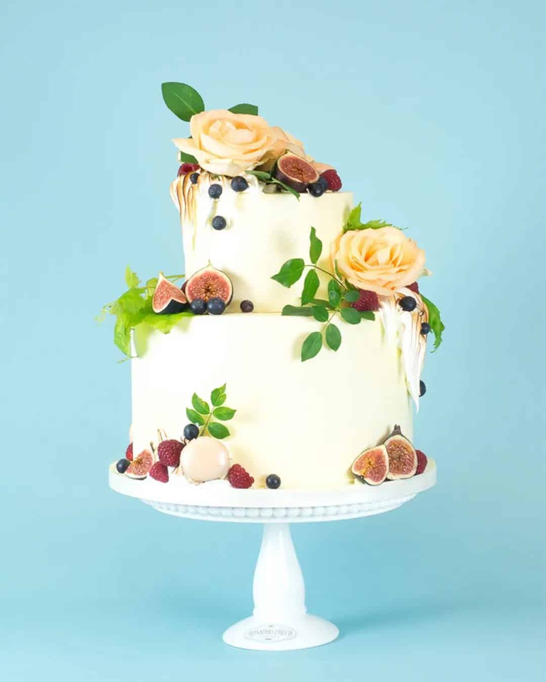 Wedding Cakes with Buttercream Icing and Fruits