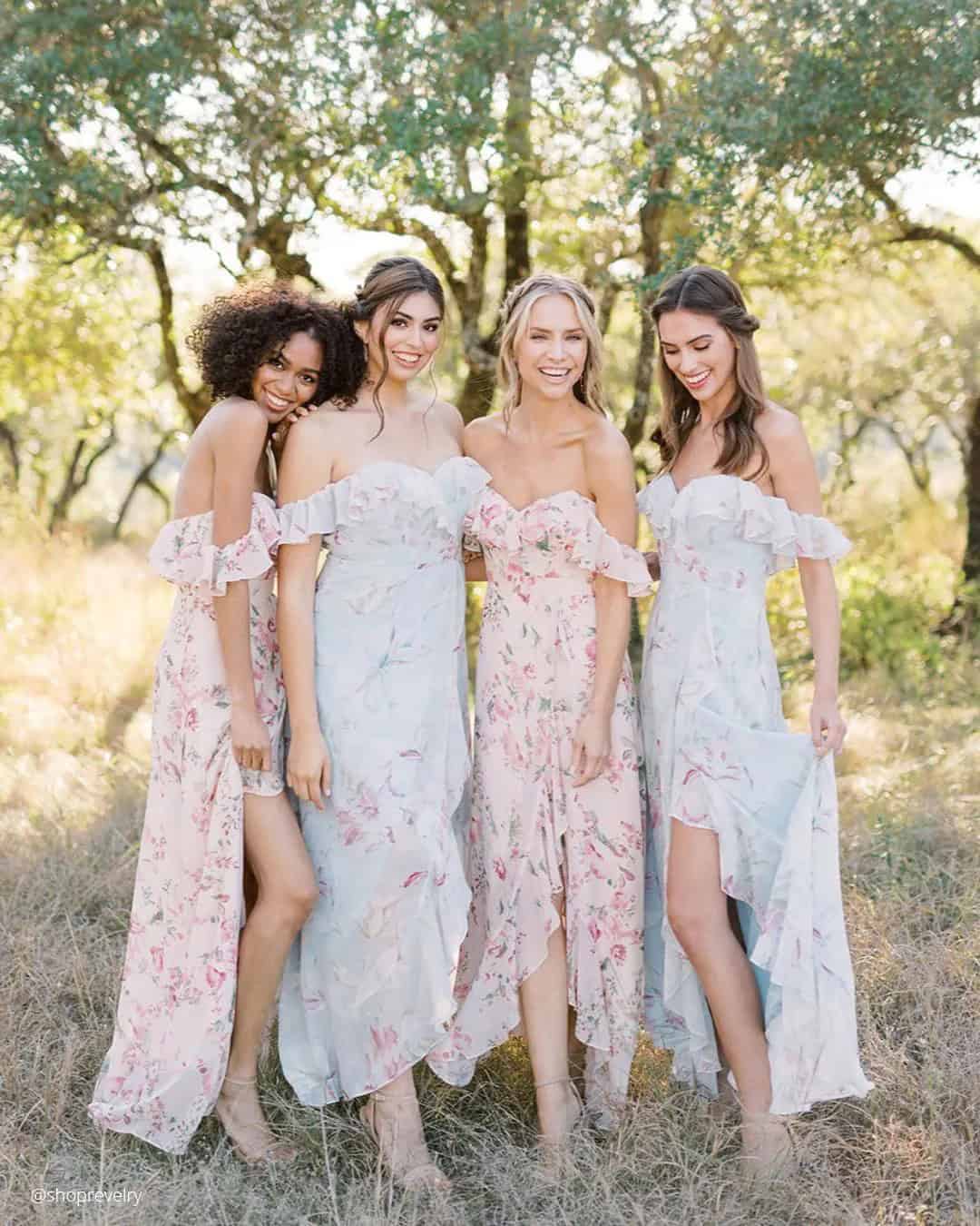 Pastel Floral Bridesmaid Dresses