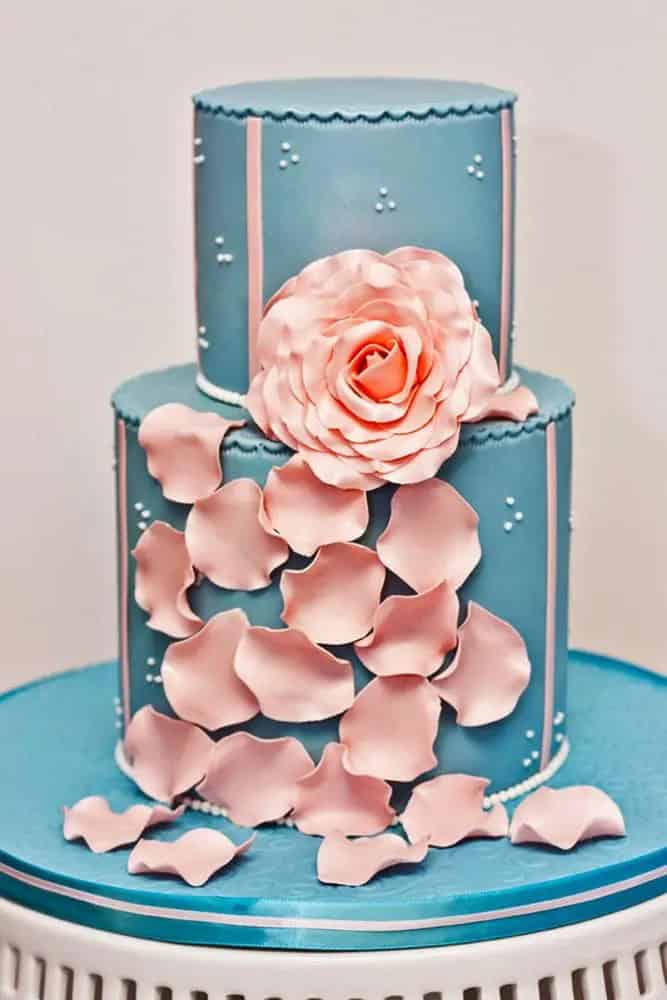 Colorful Fondant Flower Wedding Cakes