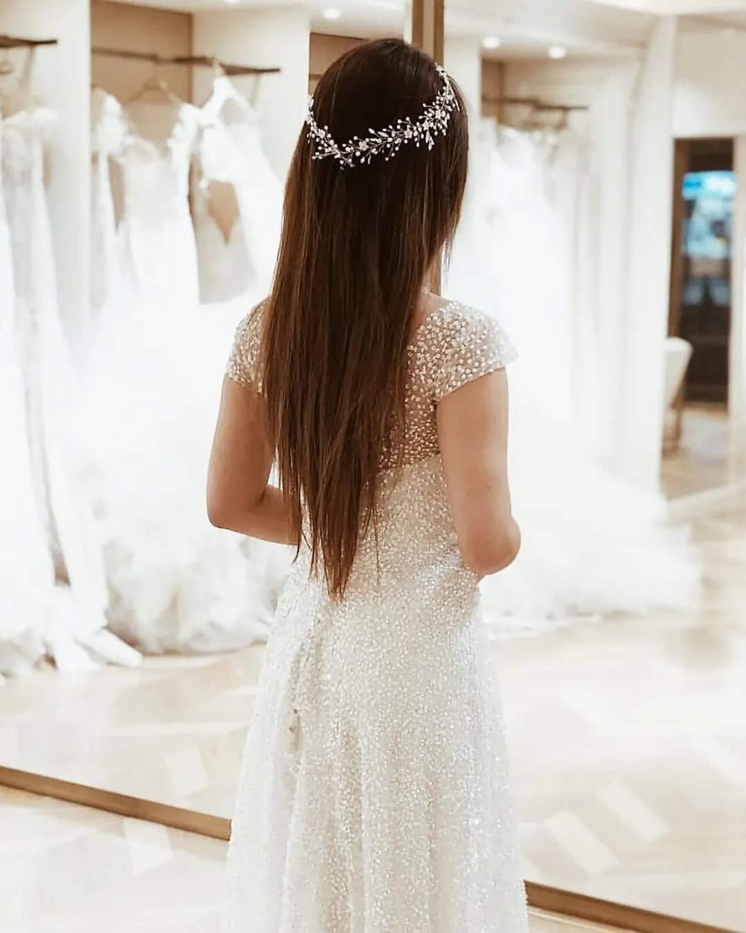 Long Hair Wedding Looks With Headband