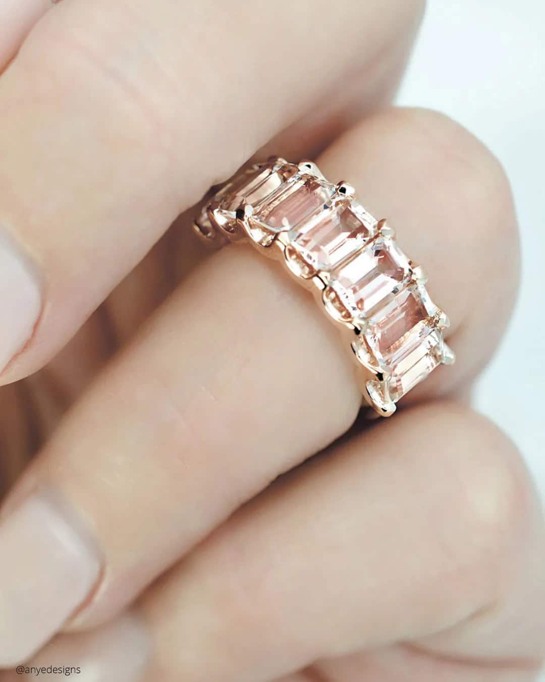 Emerald Cut Morganite Rings