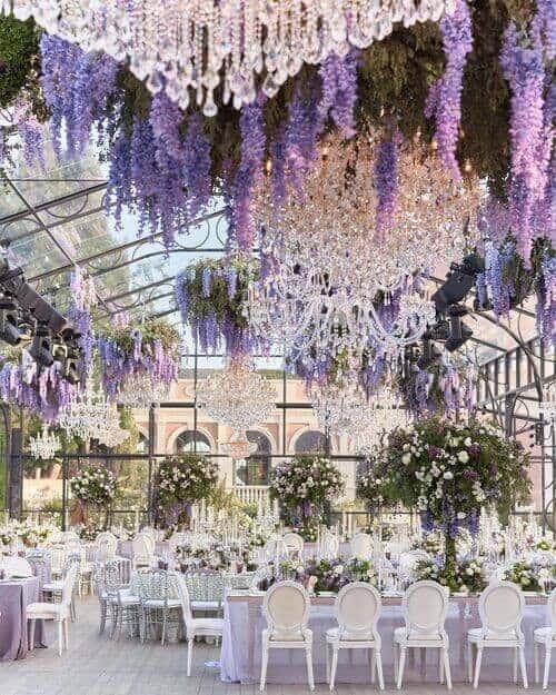 7 Hanging Wisterias Ceiling Installation