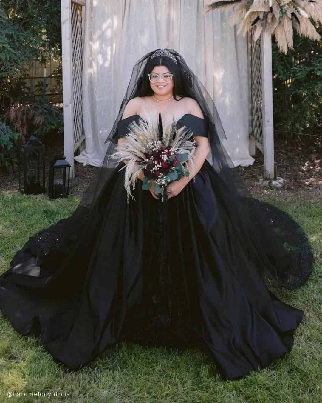 Gothic Plus Size Black Dress For Wedding