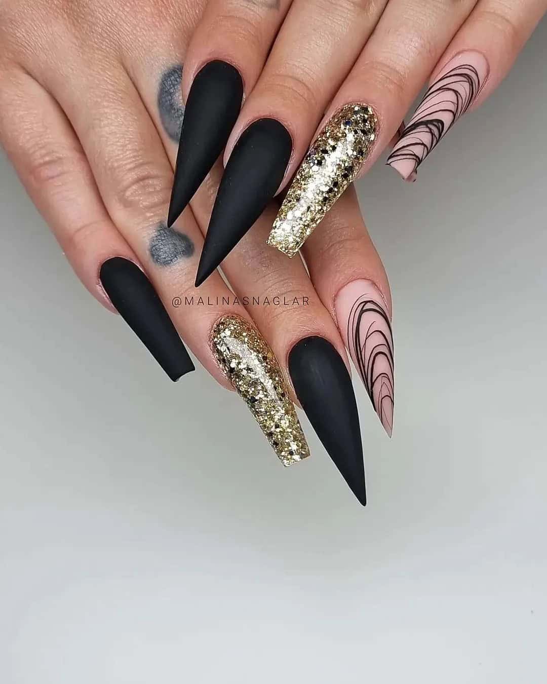 Black Stiletto Wedding Nails