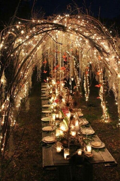 Fairy lights and wood arches