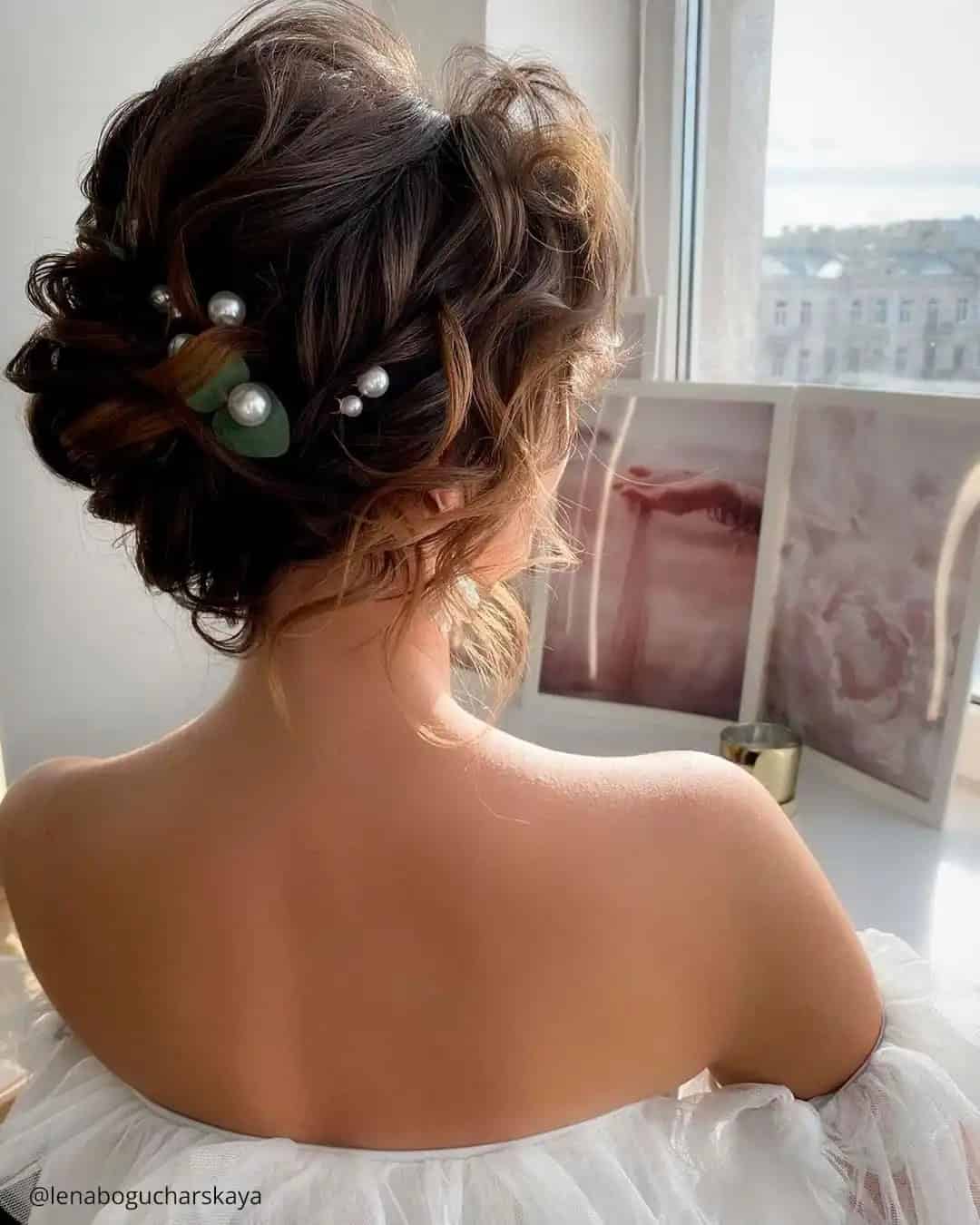 Textured Updos For Brides With Short Hair