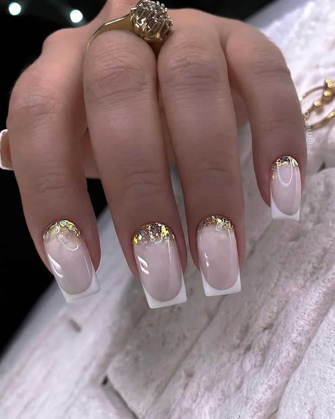 Elegant Wedding French Nails