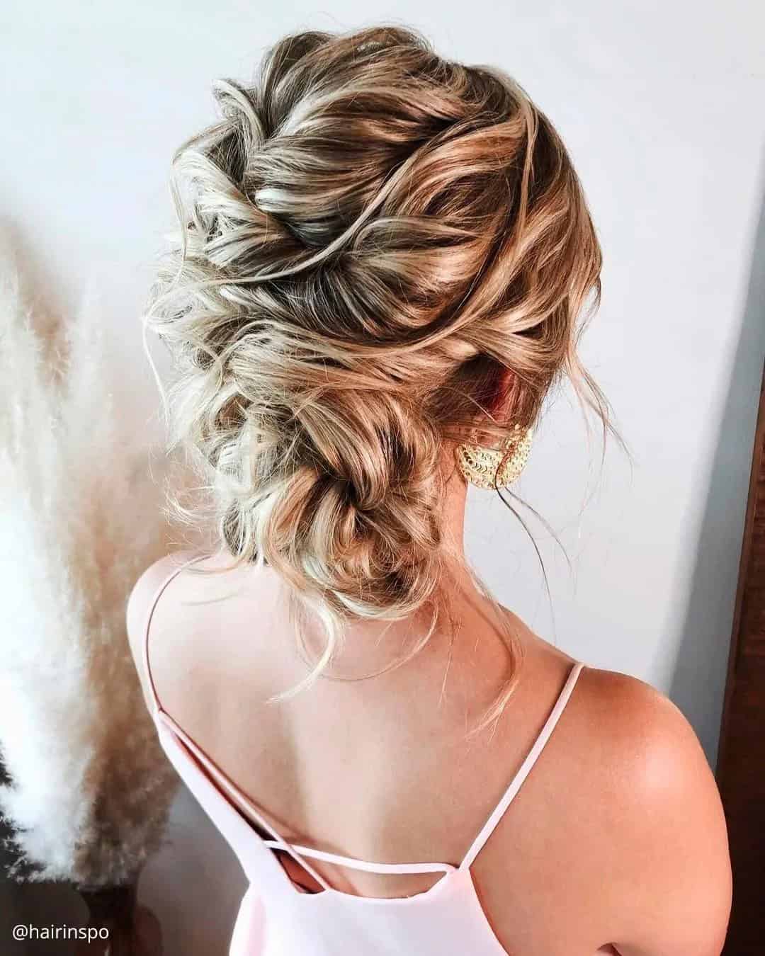 Side Swept Wedding Updo Medium Hair