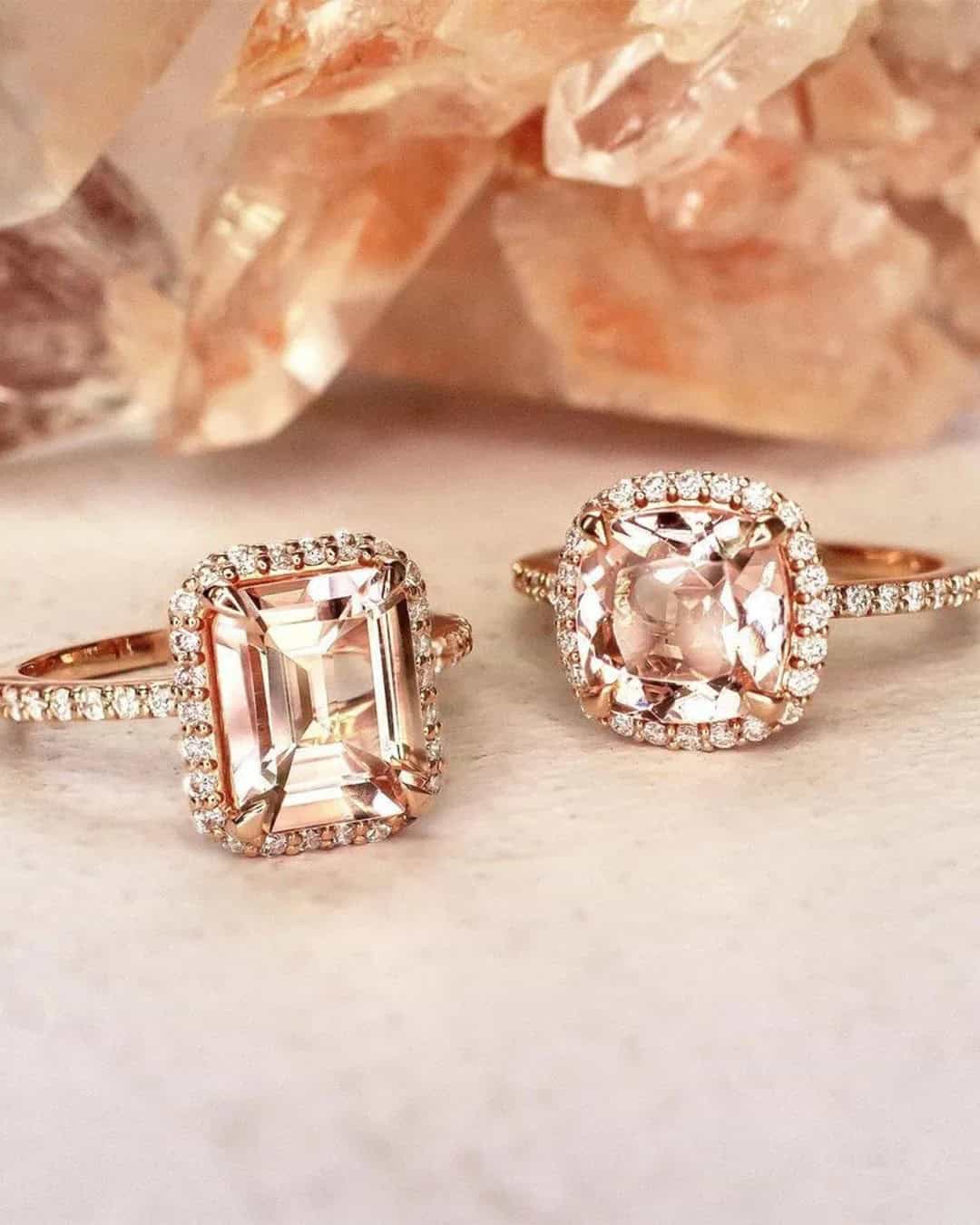 Halo Morganite Engagement Rings