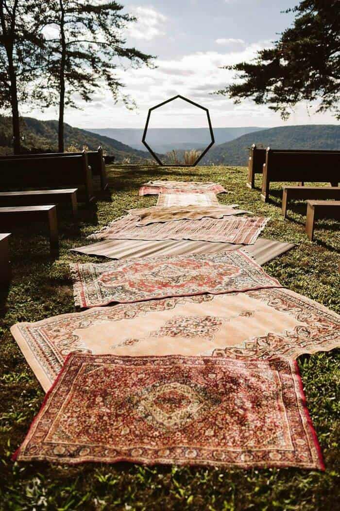 Boho rugs for the aisle