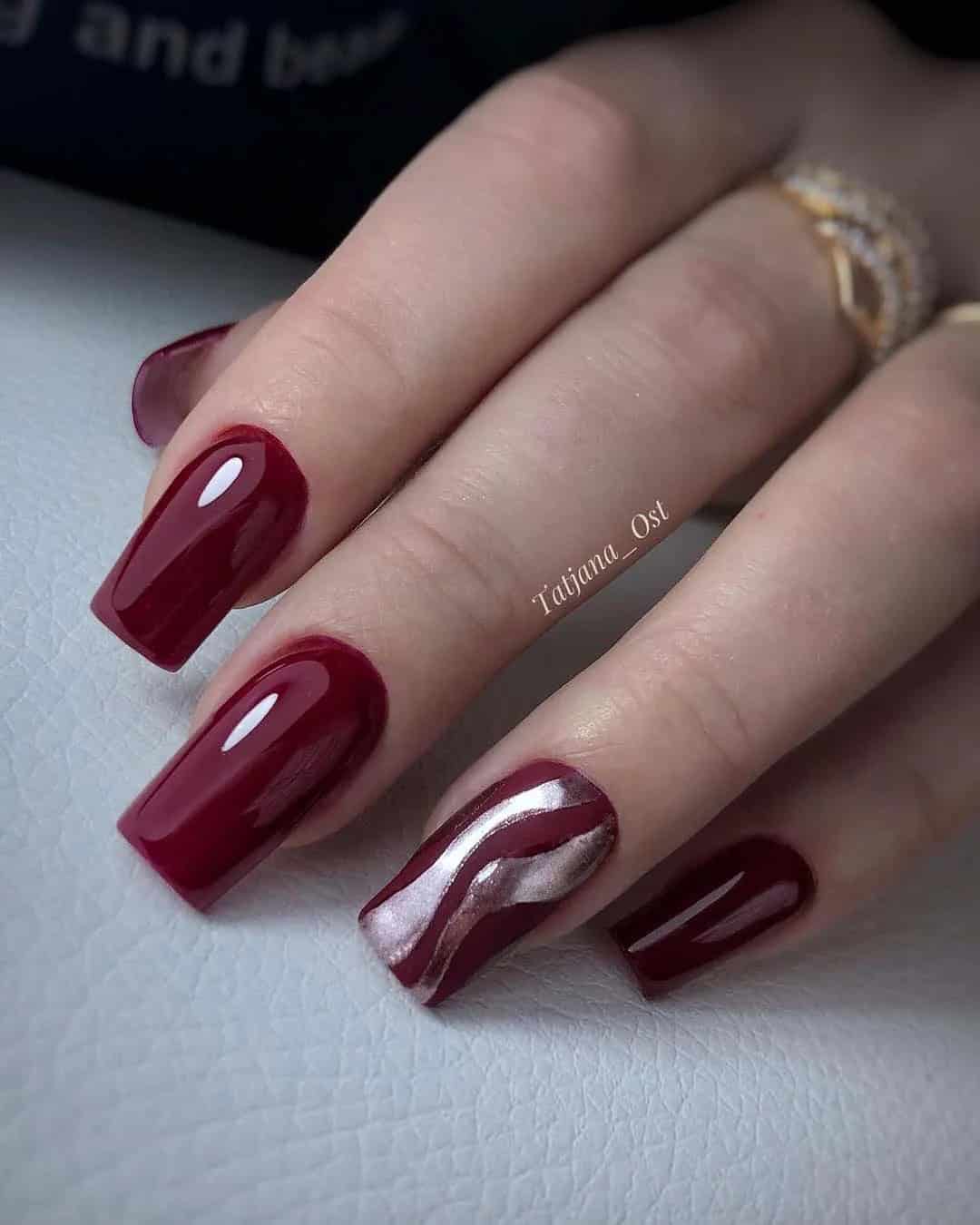 Burgundy And Silver