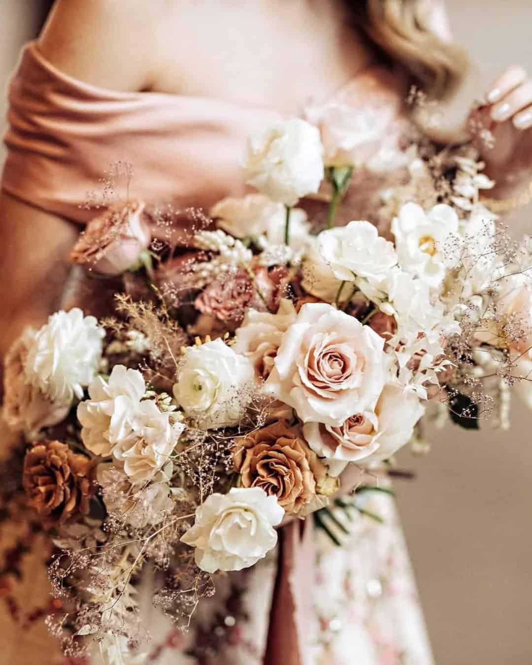 Cascading Rust Wedding Bouquets