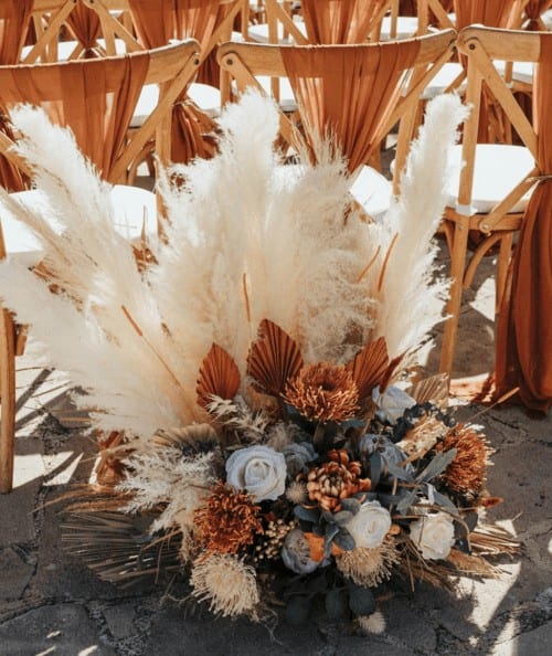 Pampas grass and orange florals