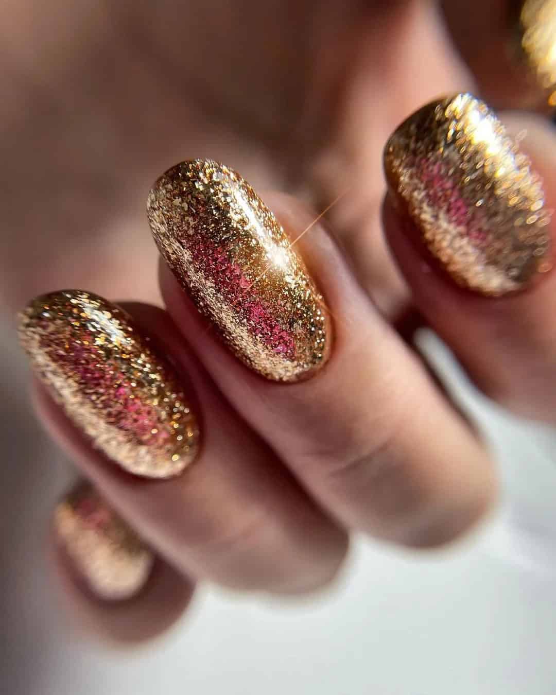 Gold Glitter Nails