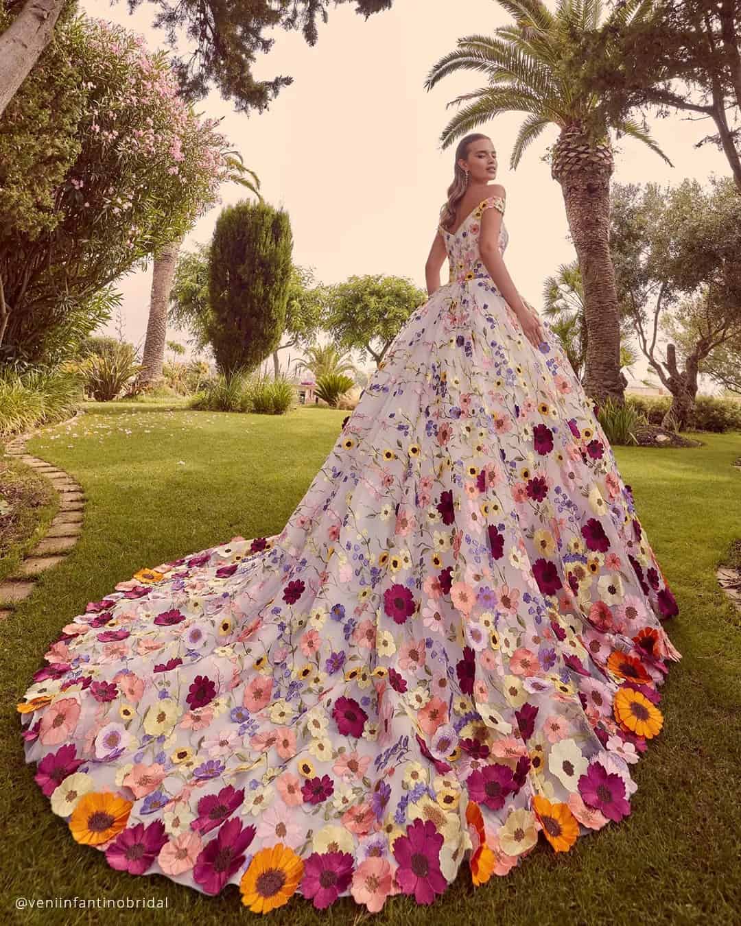 Wedding Dresses With Colored Flowers