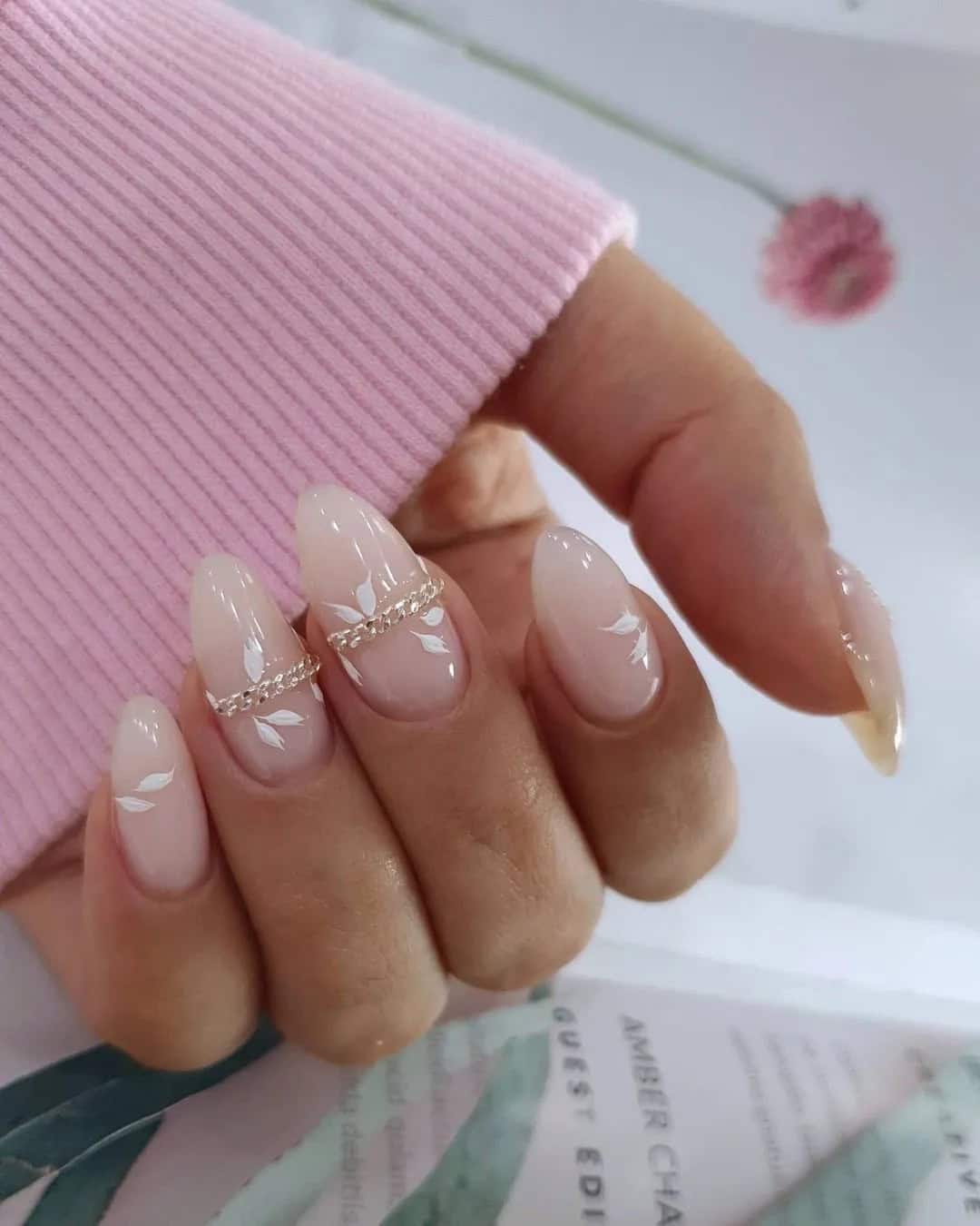 Cute Pink and White Nails