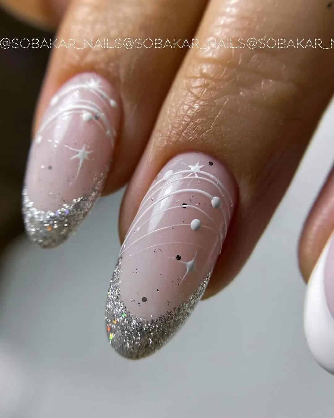 Glitter Nails For Winter Weddings