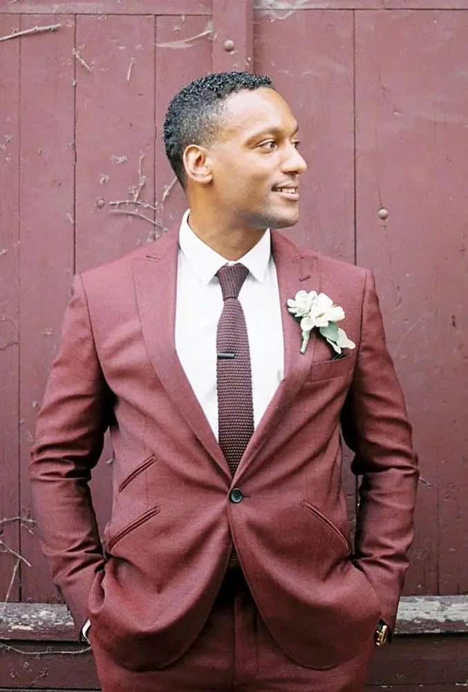 Burgundy Groom Suits