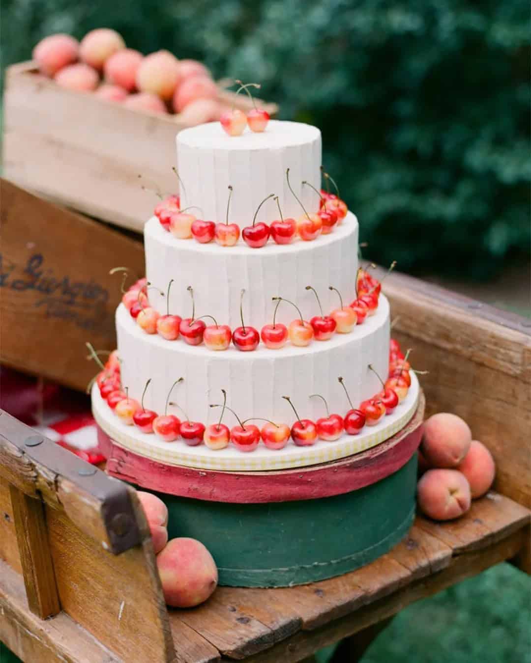 Wedding Cakes with Buttercream Icing and Fruits